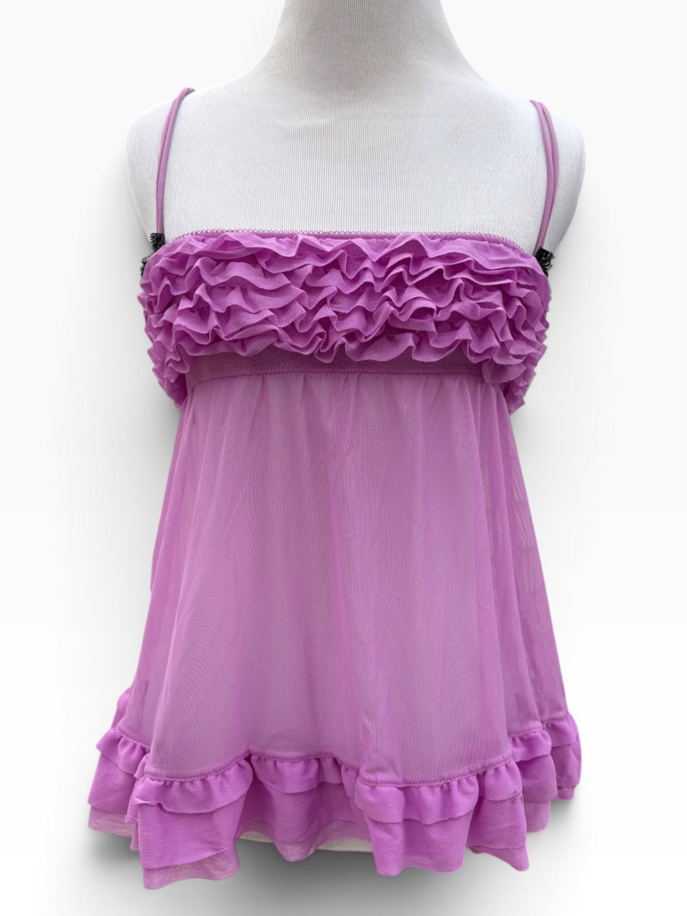 Vintage La SENZA Purple Ruffle Sheer Camisole